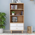 Bookshelf – Light Brown and White, 60 x 30 x 180 cm | BS6