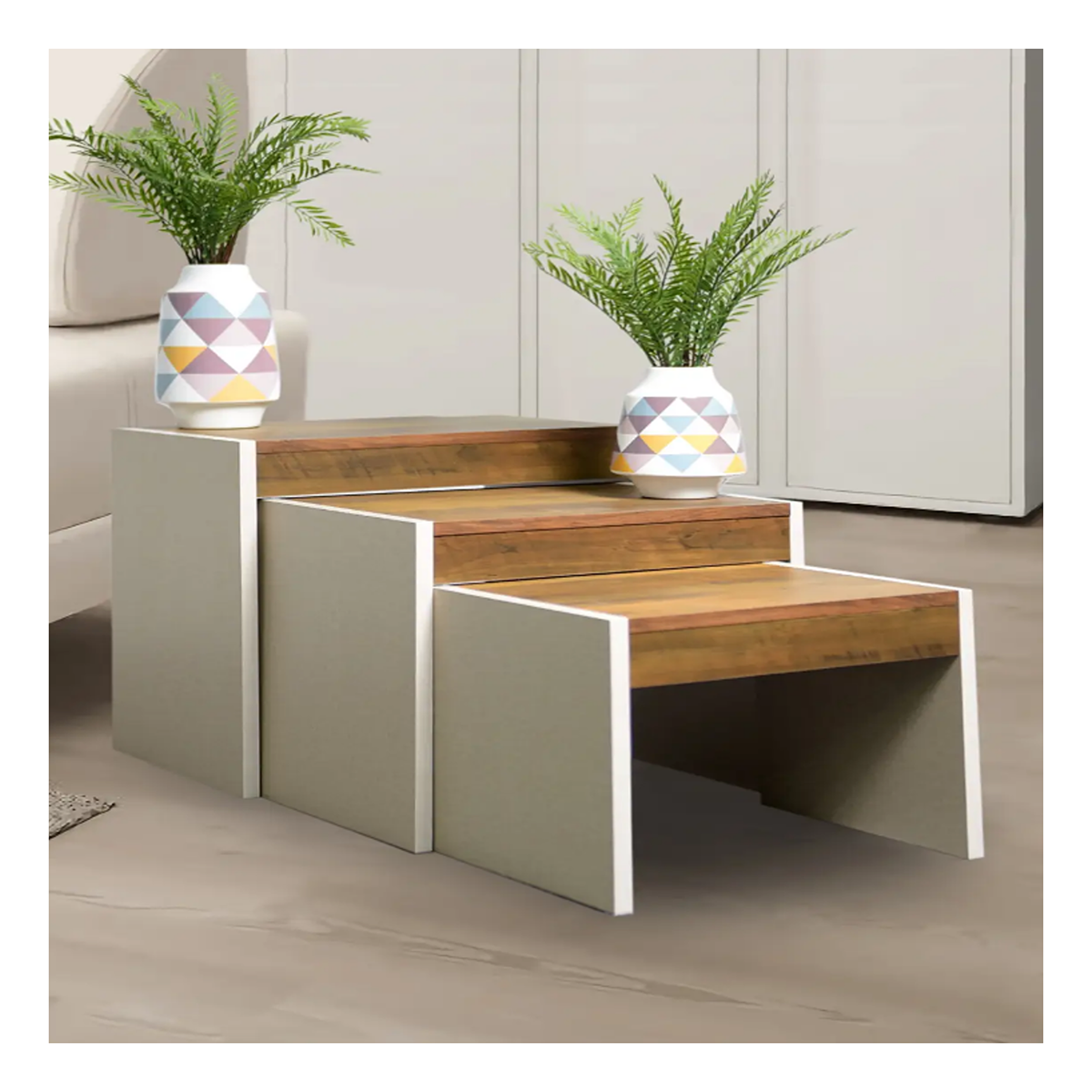 Coffee Table – Brown and White, 50 x 45 x 40 cm | CT26