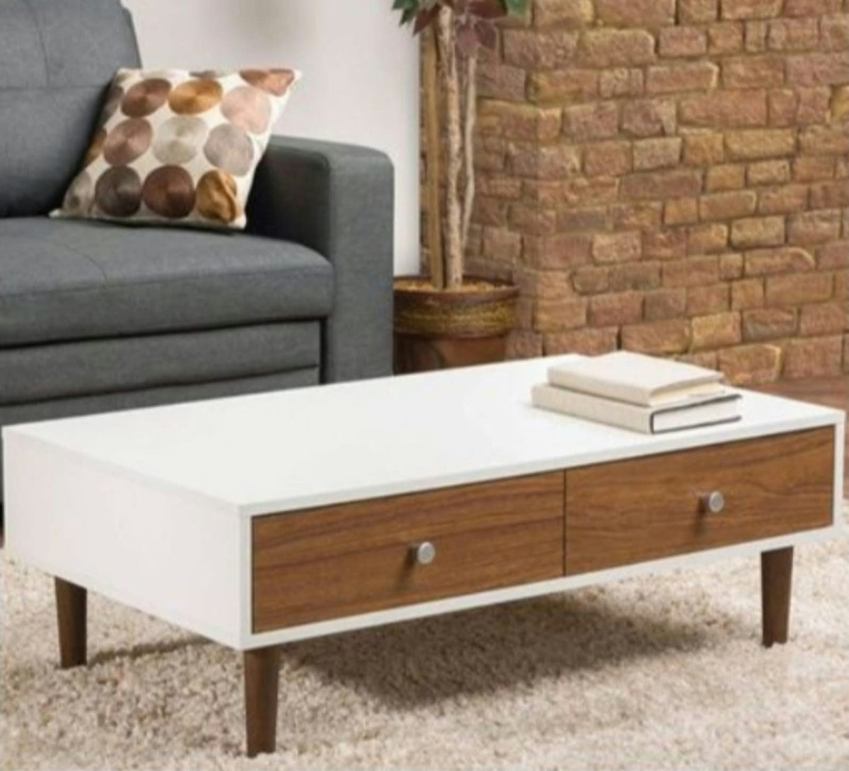 Coffee Table – White and Brown, 50 x 40 x 100 cm | CT3
