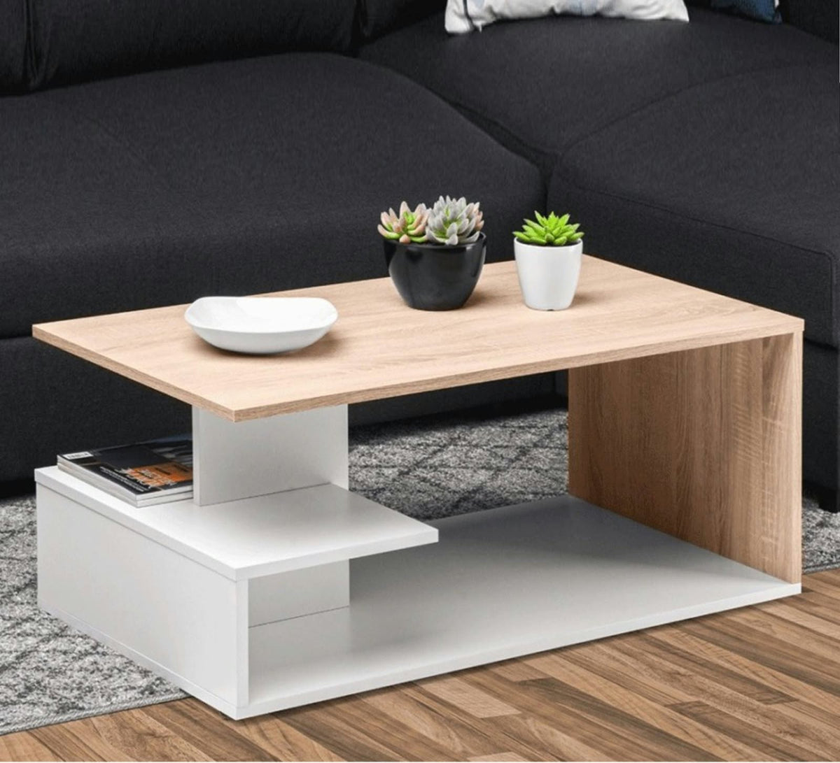 Coffee Table – Beige and White, 50 x 40 x 100 cm | CT34