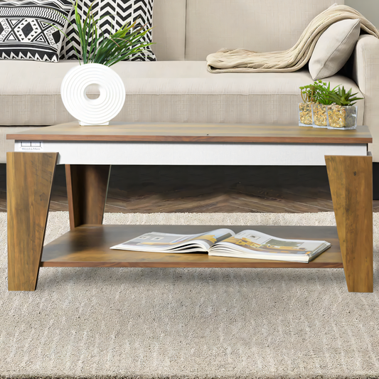 Coffee Table – Brown and White, 50 x 40 x 100 cm | CT36