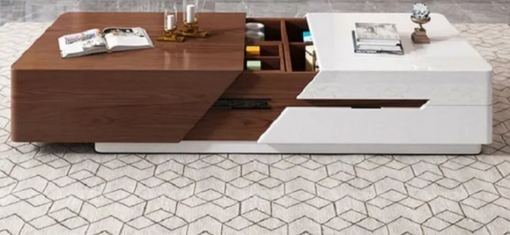 Coffee Table – Brown and White, 70 x 40 x 120 cm | CT38