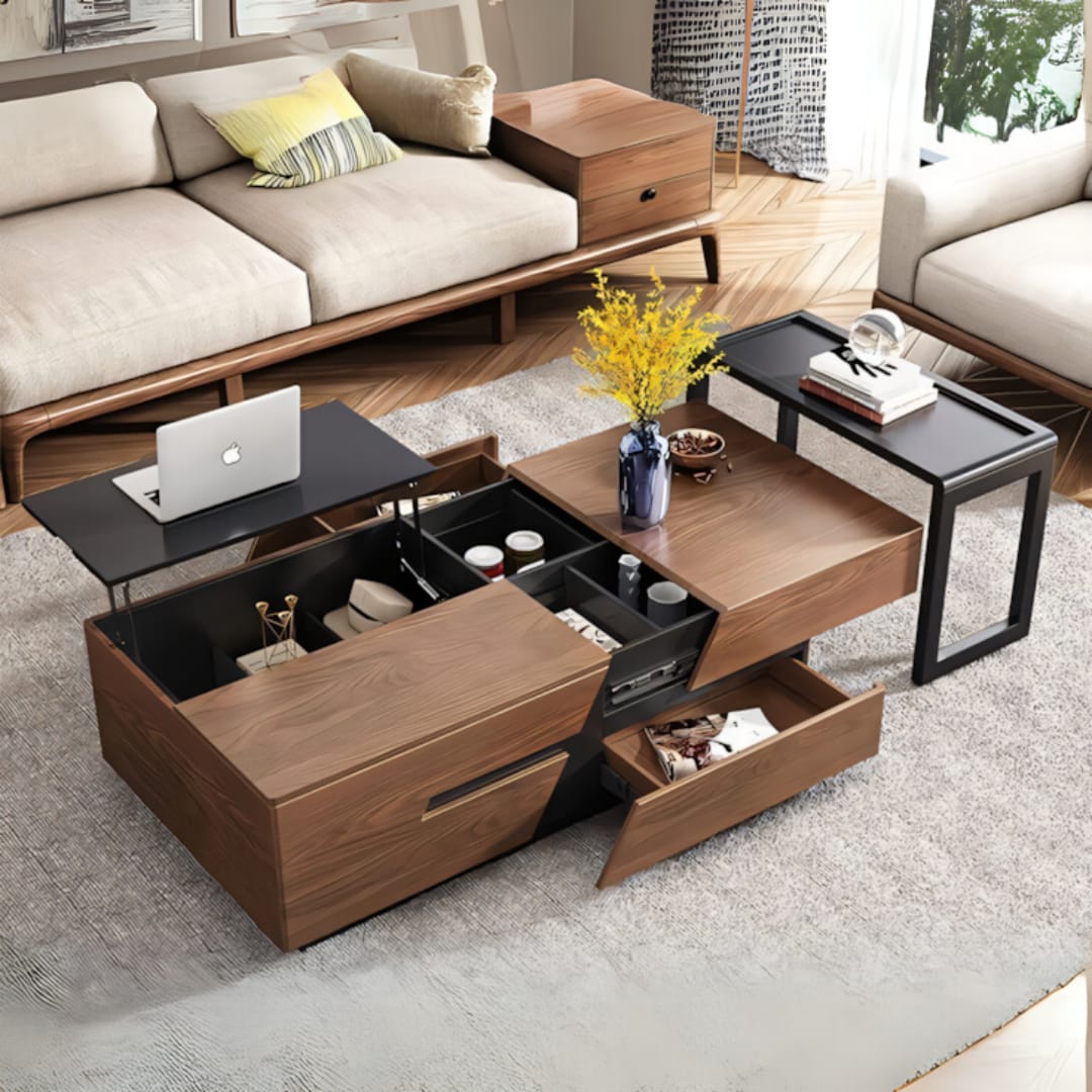 Coffee Table – Brown and Black, 70 x 40 x 120 cm | CT44
