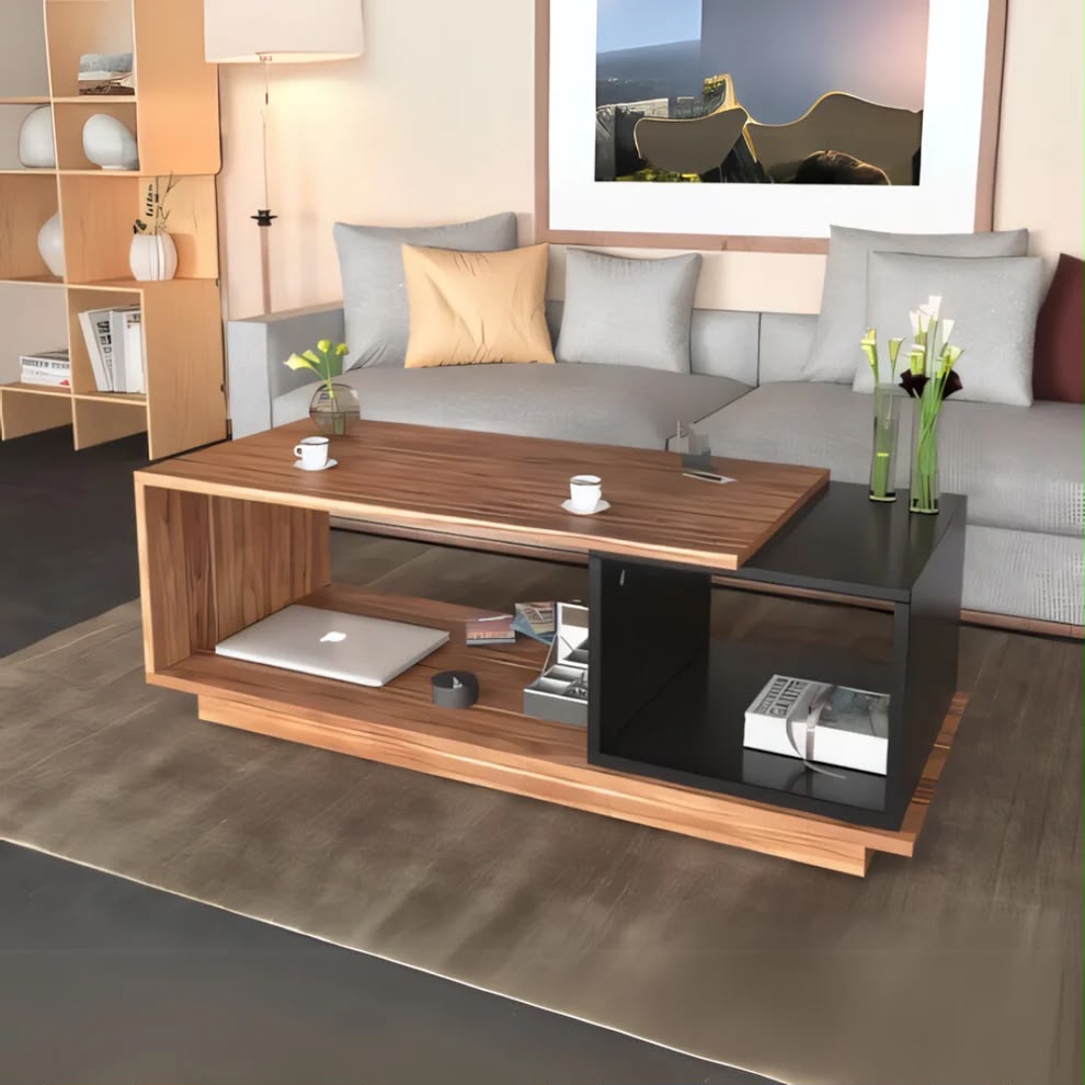 Coffee Table – Beige and Black, 50 x 40 x 100 cm | CT54