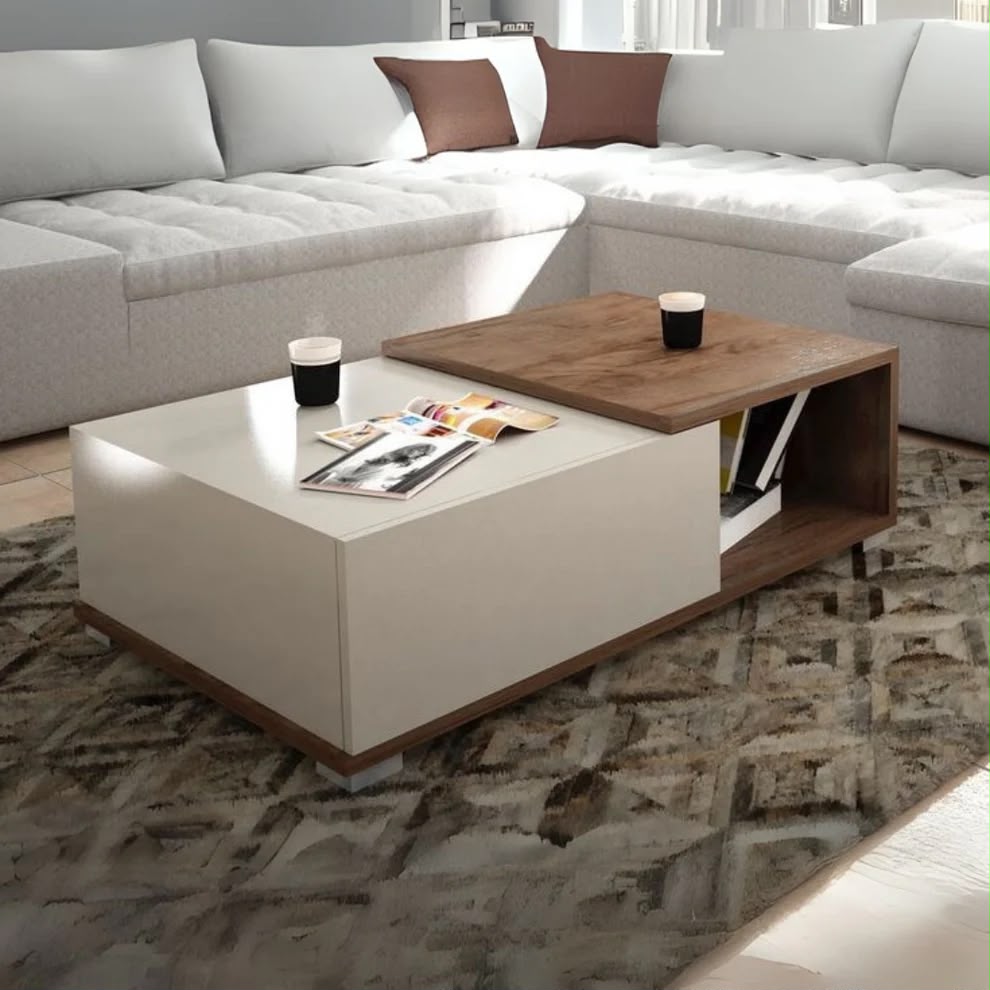 Coffee Table – Brown and White, 50 x 40 x 100 cm | CT55
