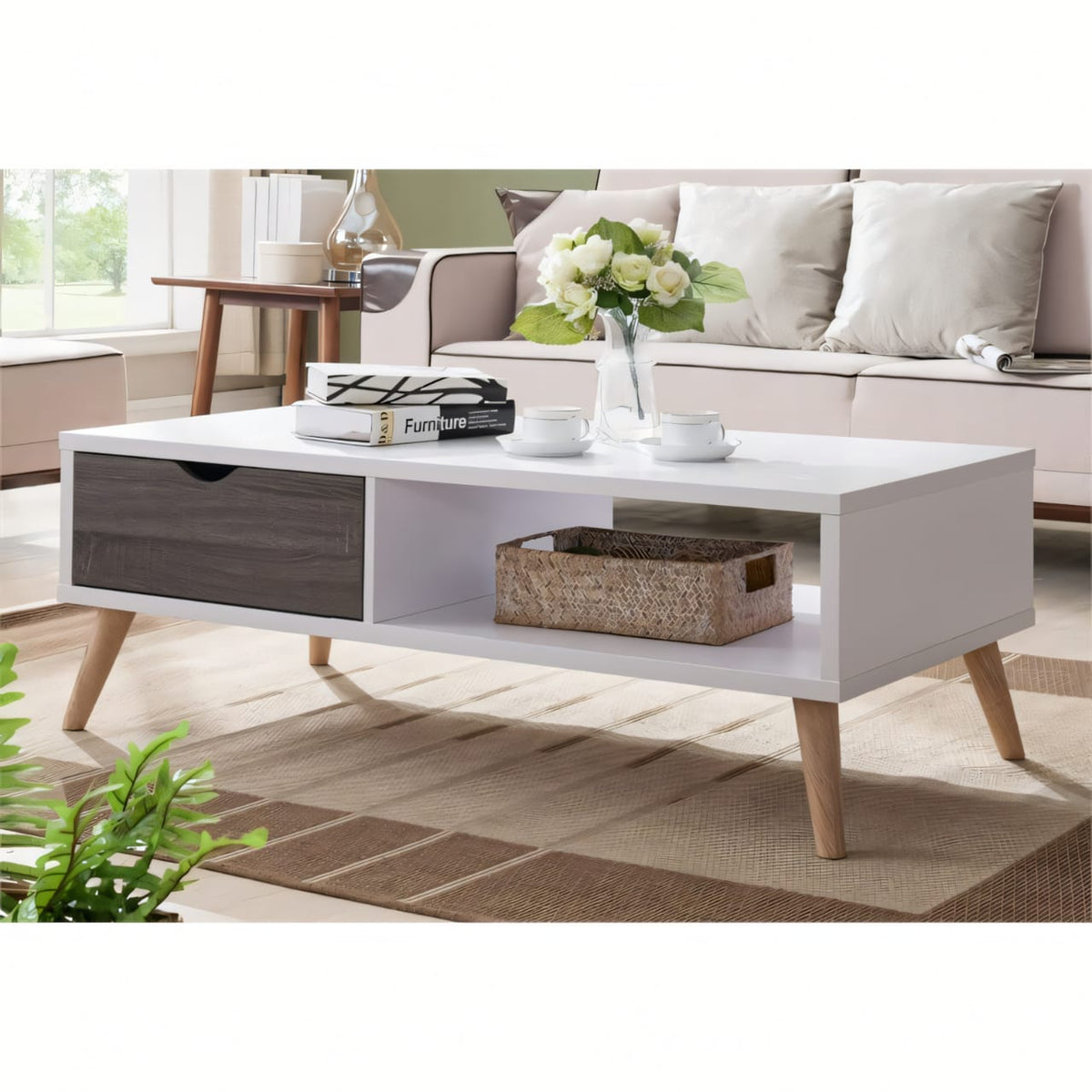 Coffee Table – White, 50 x 40 x 100 cm | CT56