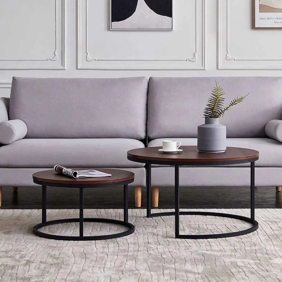 Round Coffee Table – Brown and Black, Ø 80/60 cm | CT66