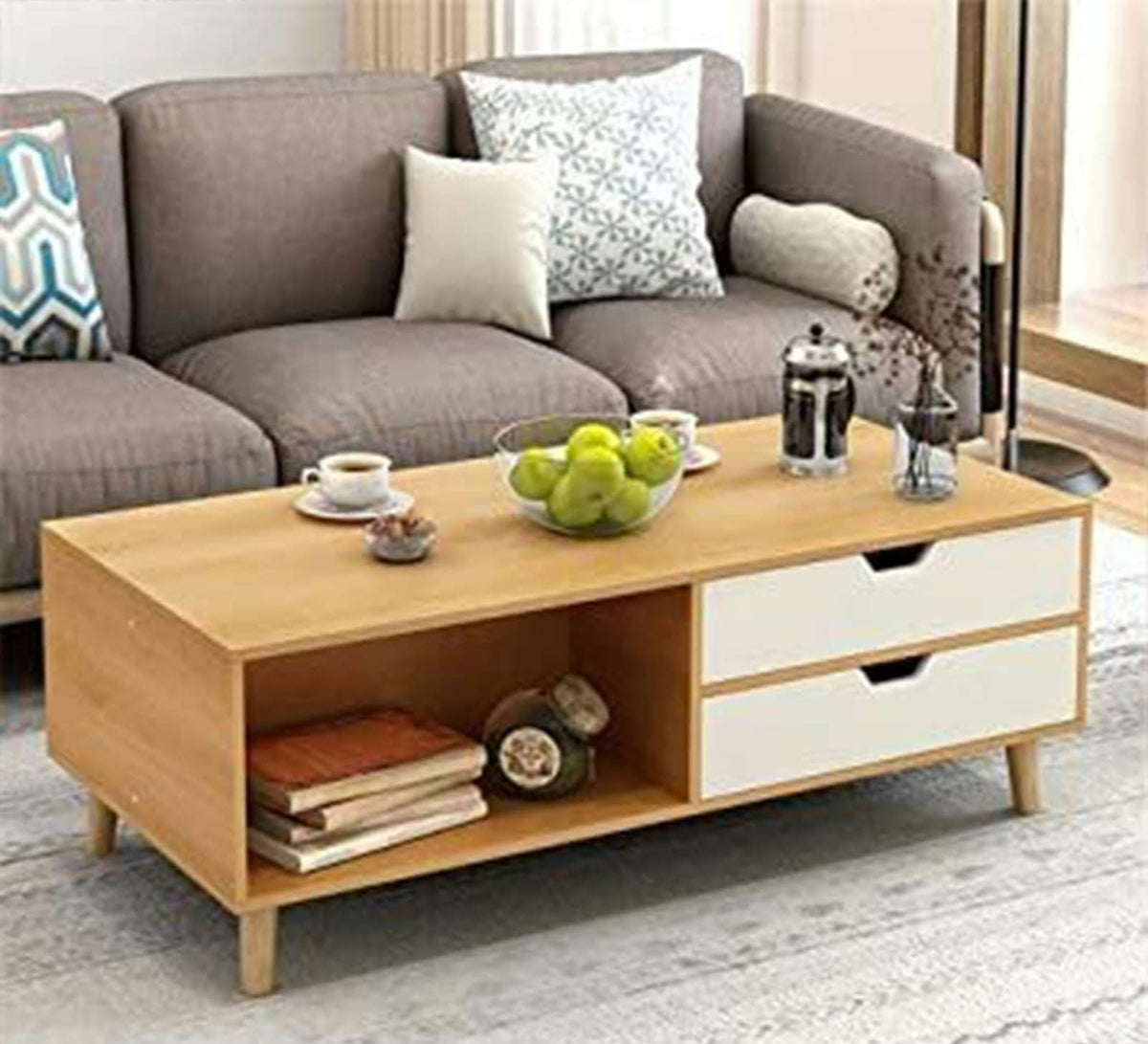 Coffee Table – Beige and White, 60 x 40 x 100 cm | CT9