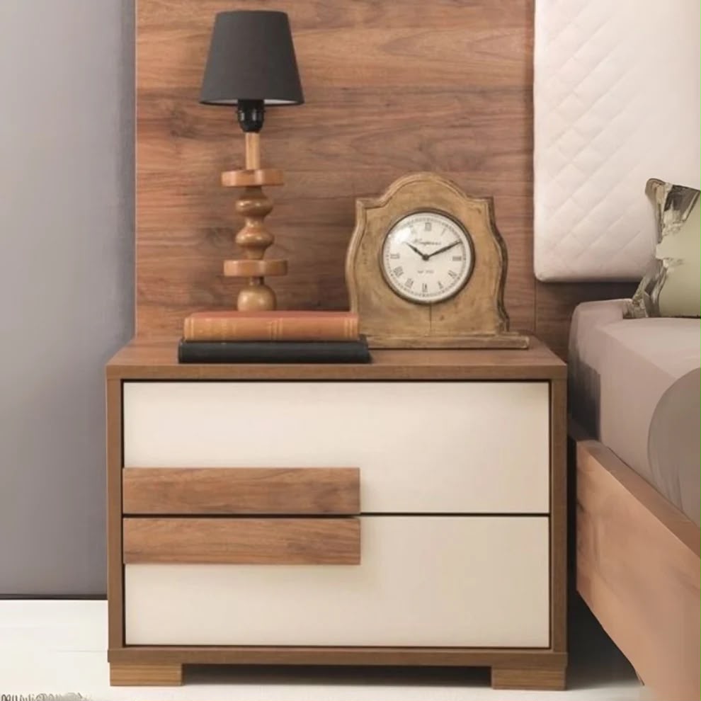 Nightstand – White and Brown, 40 x 40 x 50 cm | NT14