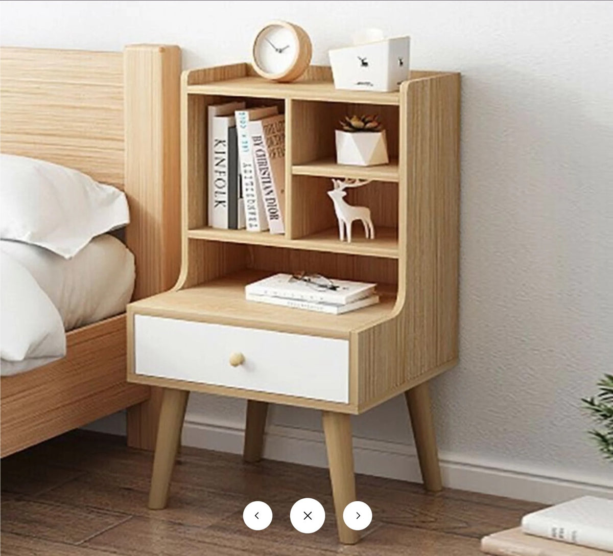Nightstand – Beige and White, 70 x 40 x 40 cm | NT18