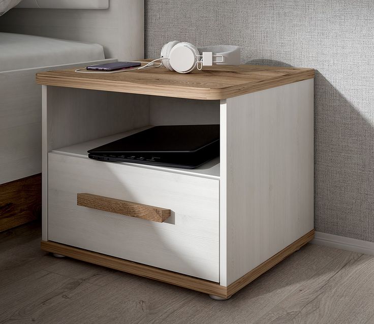 Nightstand – White and Brown, 40 x 40 x 50 cm | NT7