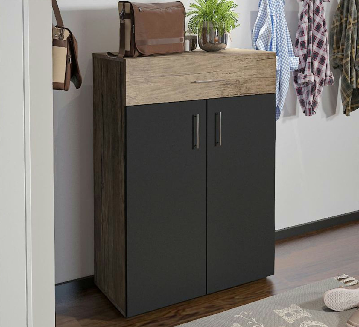 Shoe Cabinet – Black and Brown, 120 x 40 x 80 cm | SU19