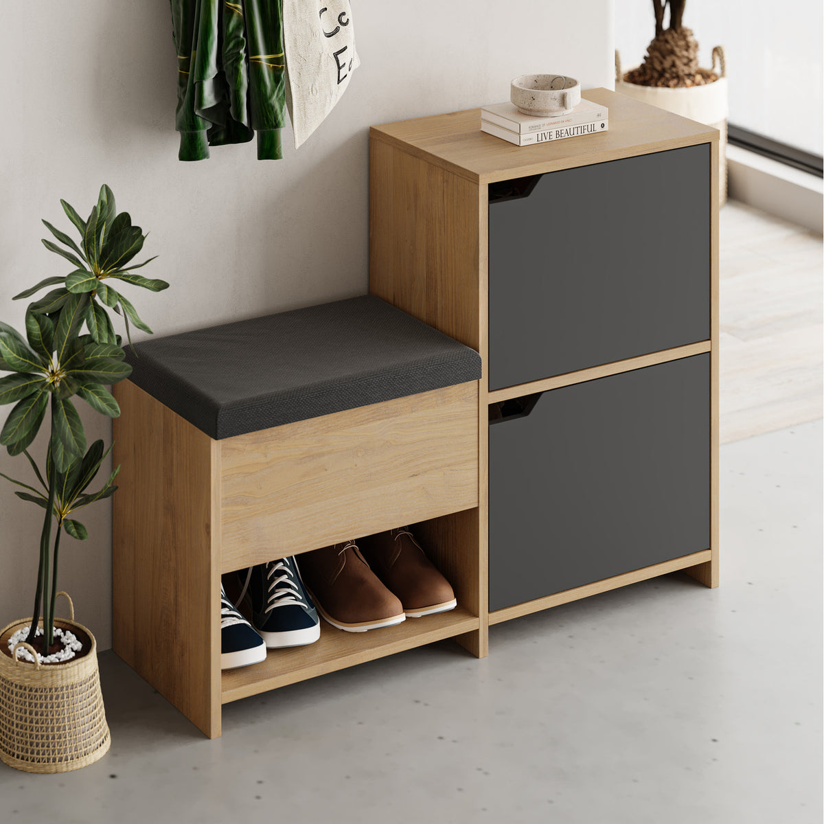 Shoe Cabinet – Brown and Black, 80 x 40 x 100 cm | SU22