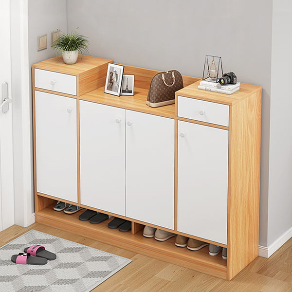 Shoe Cabinet – Beige and White, 120 x 40 x 140 cm | SU23