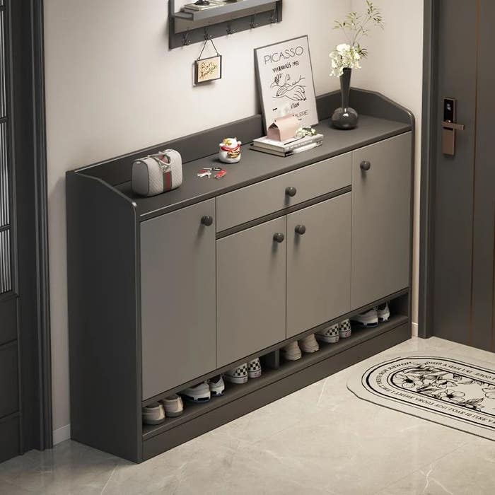 Shoe Cabinet – Grey, 120 x 40 x 140 cm | SU34