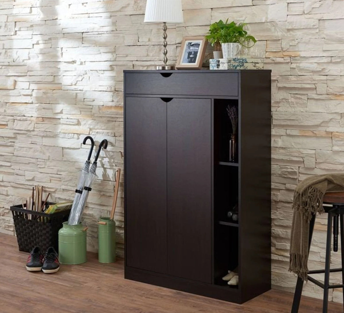 Shoe Cabinet – Dark Brown, 120 x 40 x 80 cm | SU35