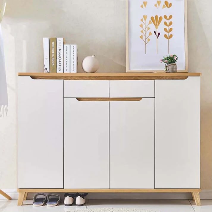 Shoe Cabinet – White and Brown, 110 x 40 x 140 cm | SU44