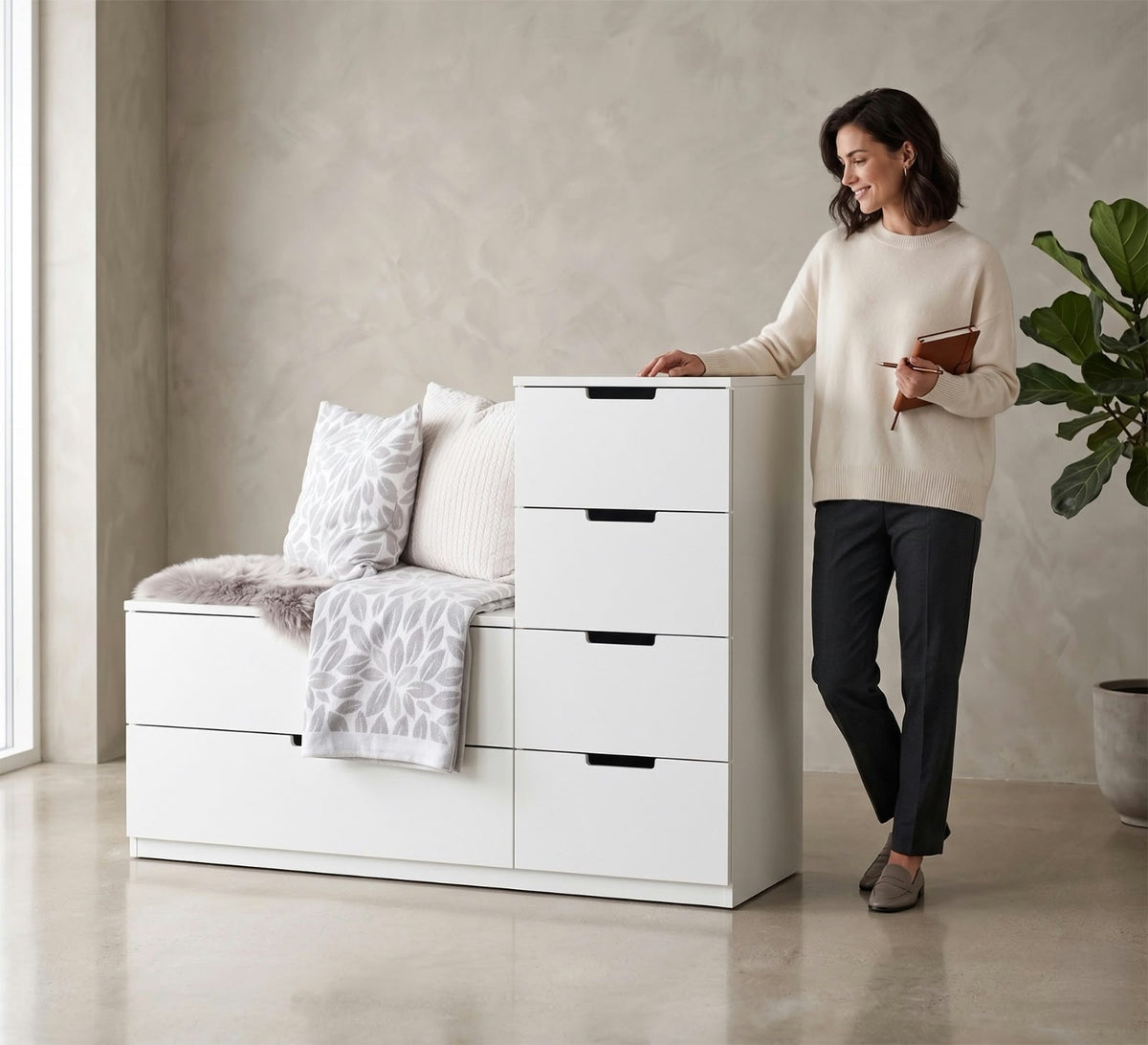 Shoe Cabinet – White, 80 x 40 x 120 cm | SU49