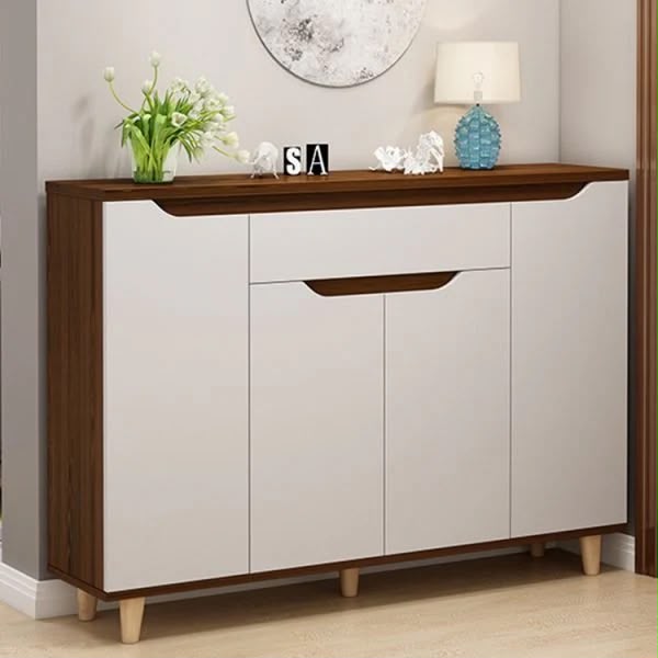 Shoe Cabinet – Brown and White, 110 x 40 x 140 cm | SU50