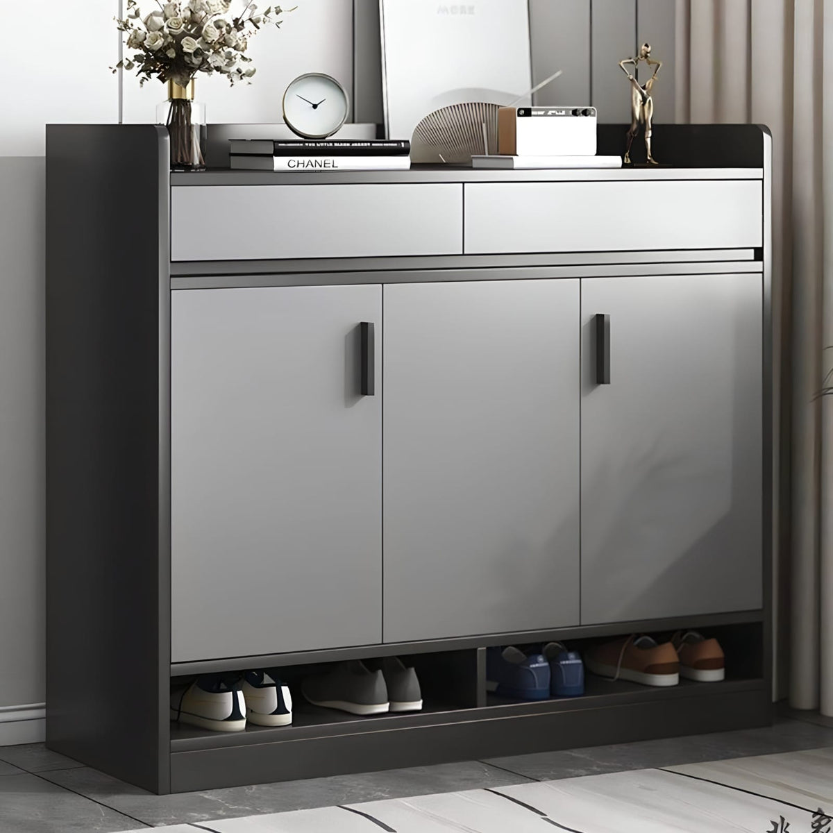 Shoe Cabinet – Grey, 110 x 40 x 120 cm | SU54