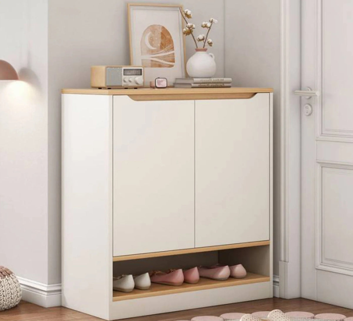 Shoe Cabinet – Beige and White, 100 x 40 x 80 cm | SU75