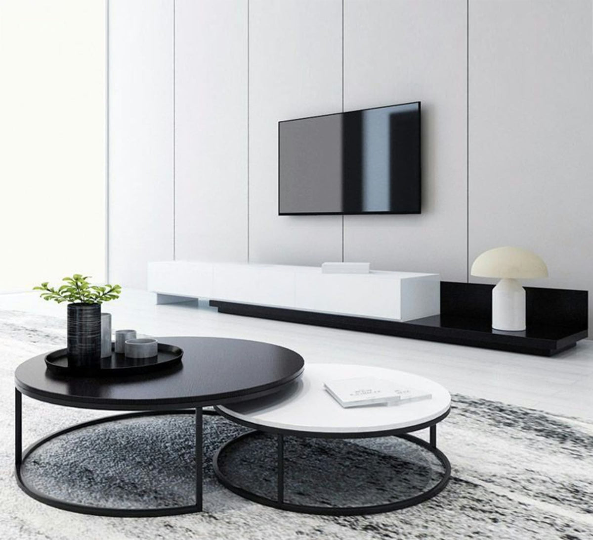 Living Room Table Set – White and Black | TS10