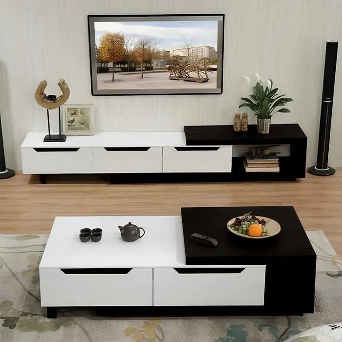 Living Room Table Set – White and Black | TS14