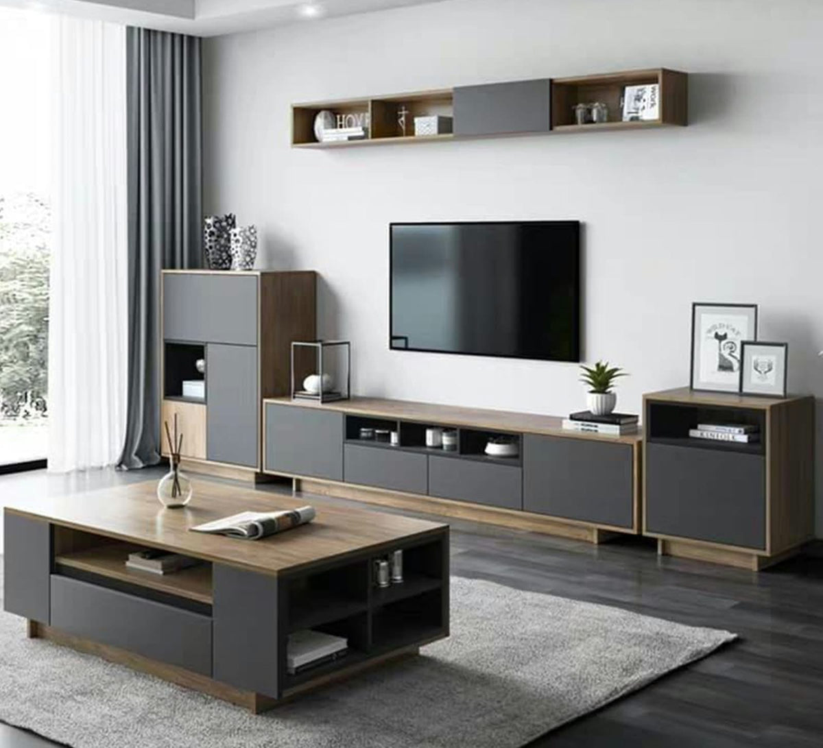 Living Room Table Set – Brown and Black | TS17