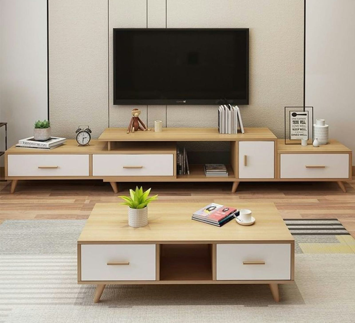 Living Room Table Set – Beige and White | TS31