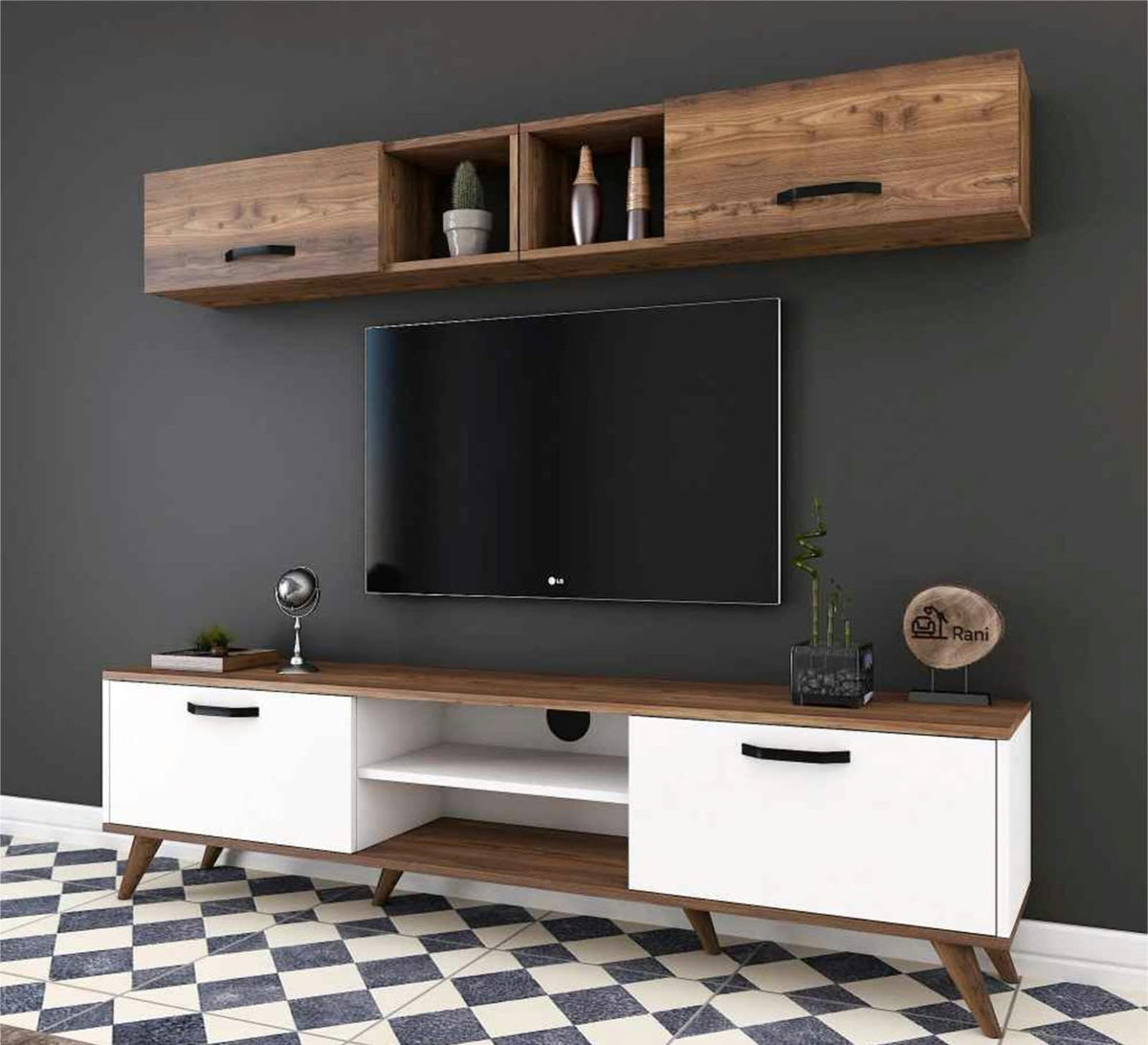 Living Room Table Set – Brown and White | TS36