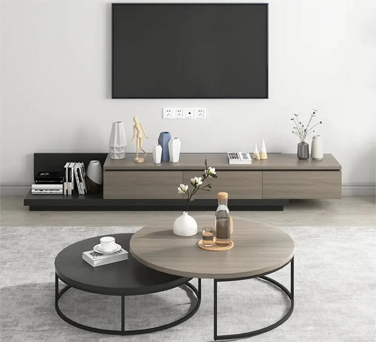Living Room Table Set – Black and Coffee Brown | TS46