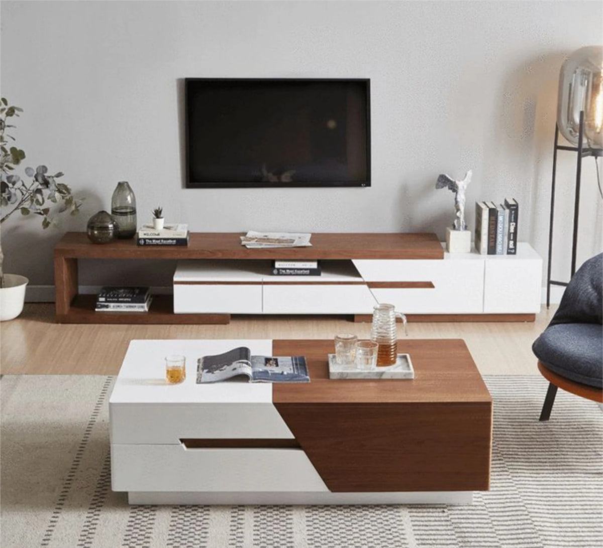 Living Room Table Set – White and Brown | TS53