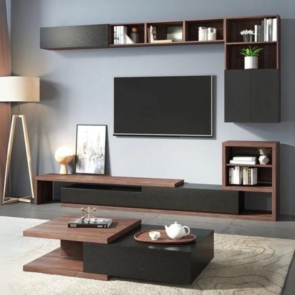 Living Room Table Set – Brown and Black | TS59