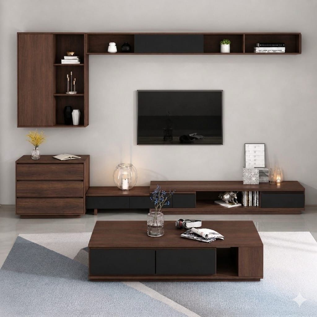 Living Room Table Set – Brown and Black | TS63