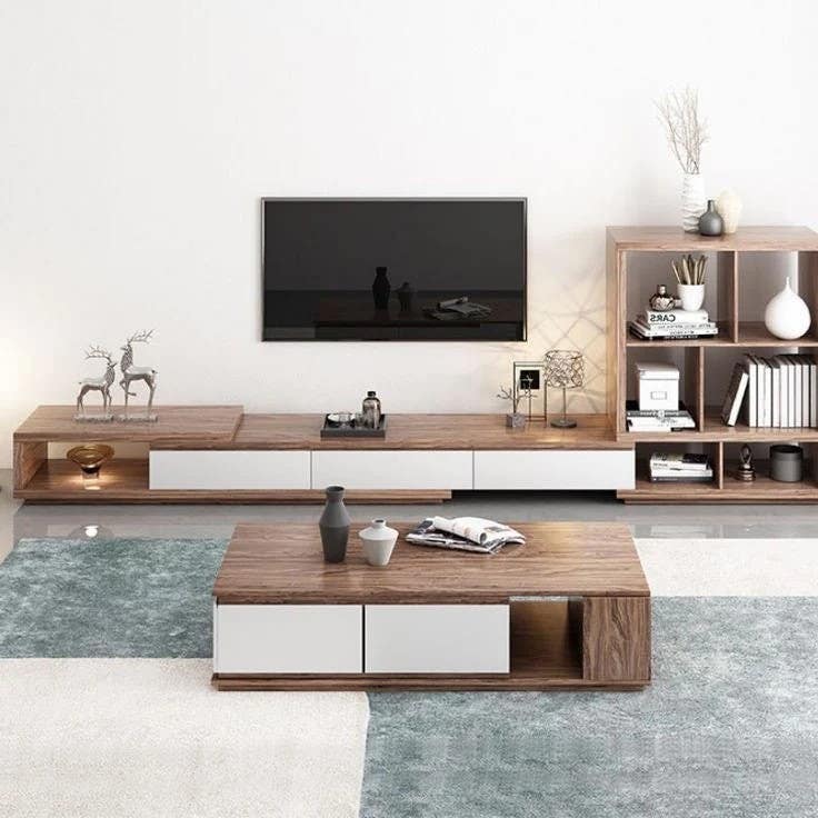 Living Room Table Set – Brown and White | TS8