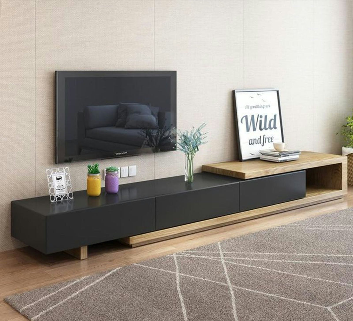 TV Unit – Black and Beige, 40 x 40 x 220 cm | TT16