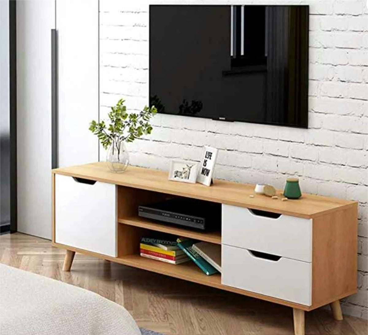 TV Unit – Beige and White, 40 x 40 x 160 cm | TT18