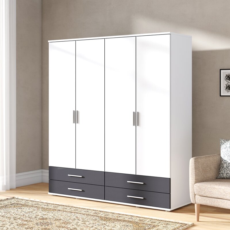 Wardrobe – White and Grey, 220 x 50 x 160 cm | WR1