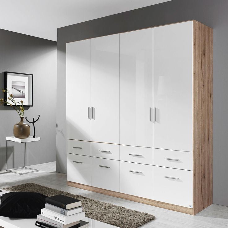 Wardrobe – White and Beige, 220 x 50 x 200 cm | WR14