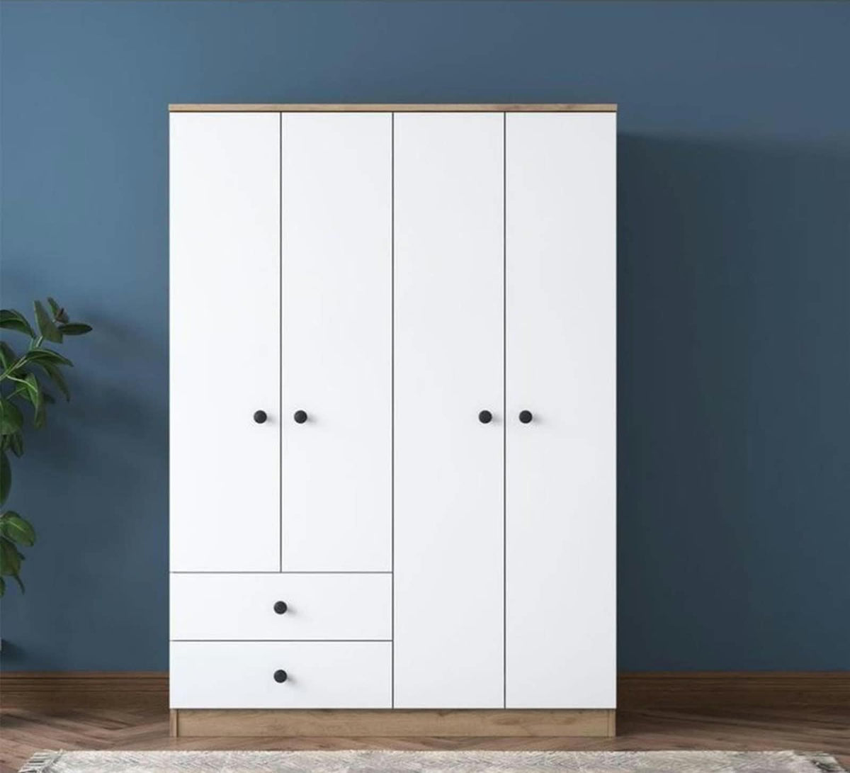 Wardrobe – White and Beige, 220 x 50 x 160 cm | WR17