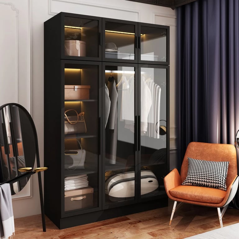 Wardrobe – Black, 220 x 50 x 140 cm | WR21