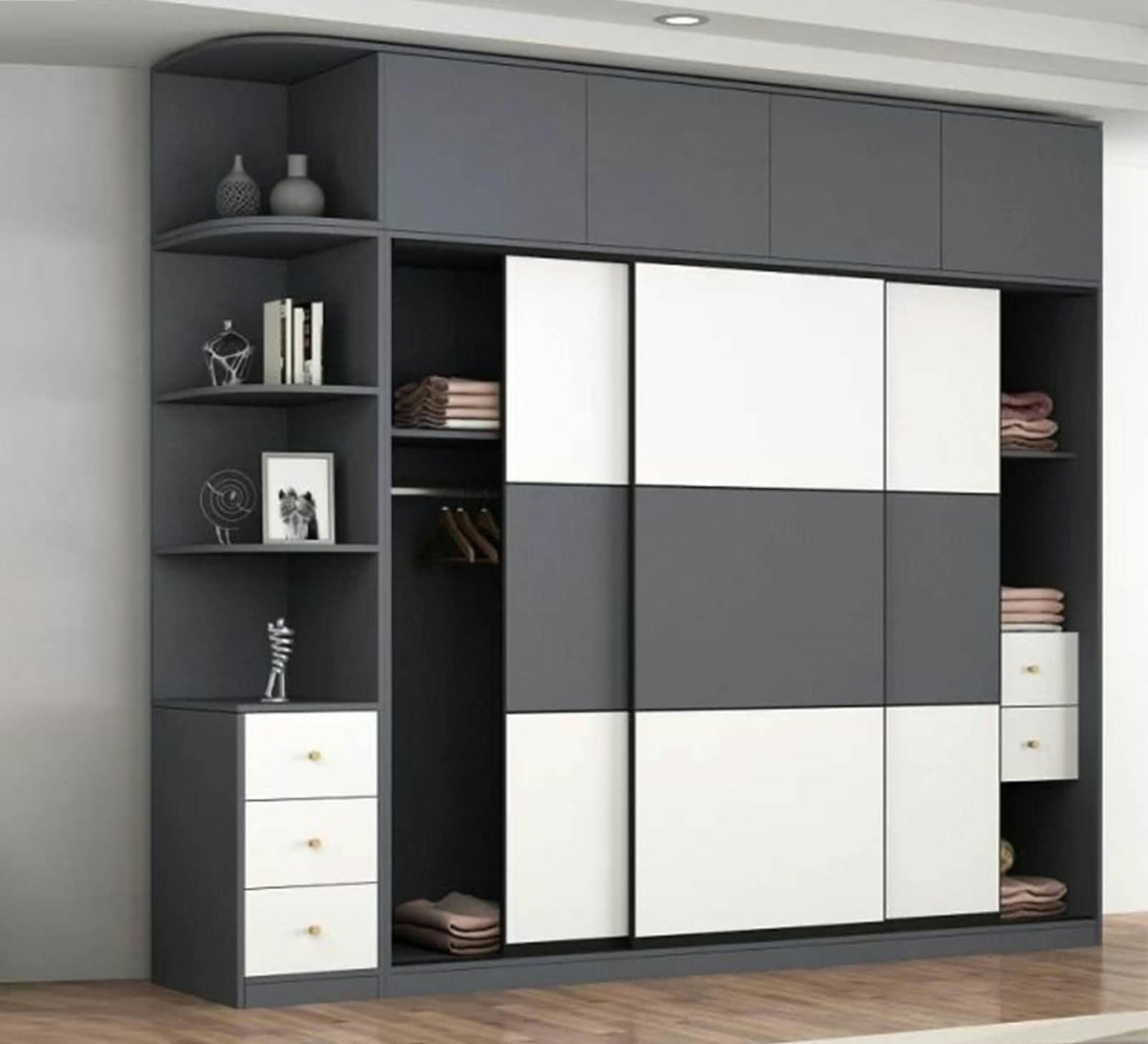 Wardrobe – Grey and White, 240 x 60 x 240 cm | WR24