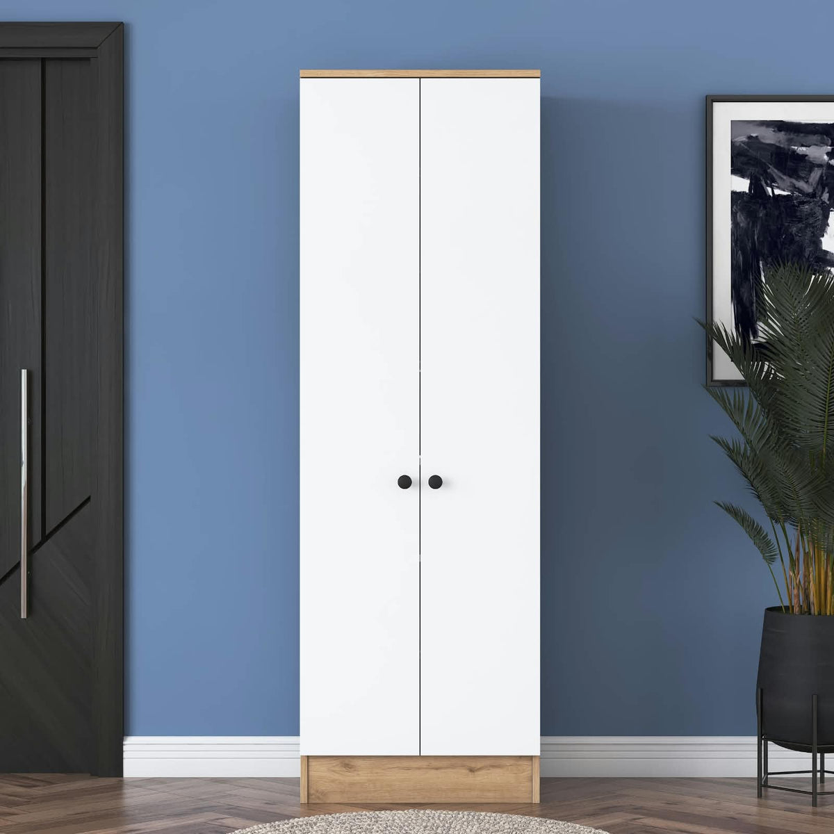 Wardrobe – White and Beige, 220 x 50 x 80 cm | WR25