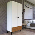 Wardrobe – White and Brown, 220 x 50 x 100 cm | WR28