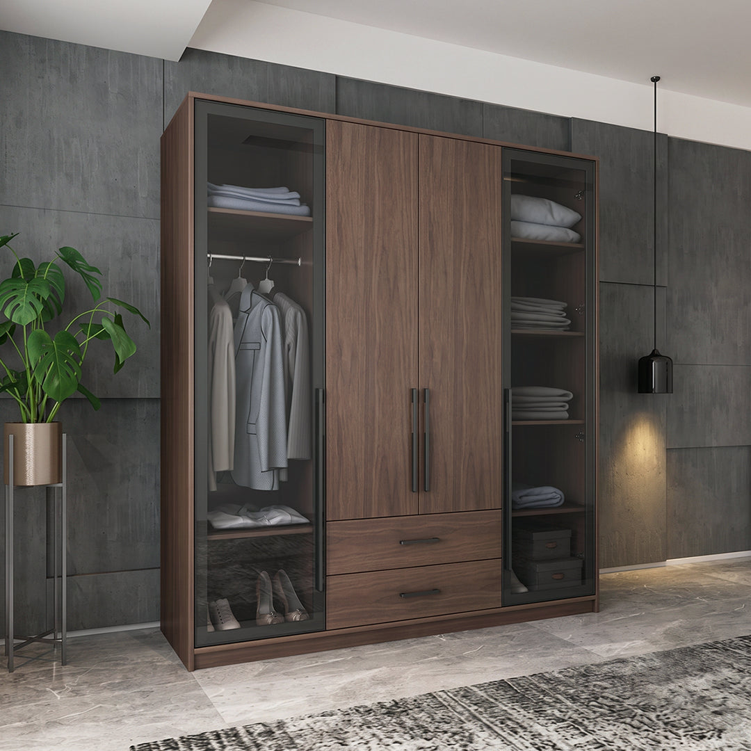 Wardrobe – Brown and Black, 220 x 50 x 160 cm | WR29