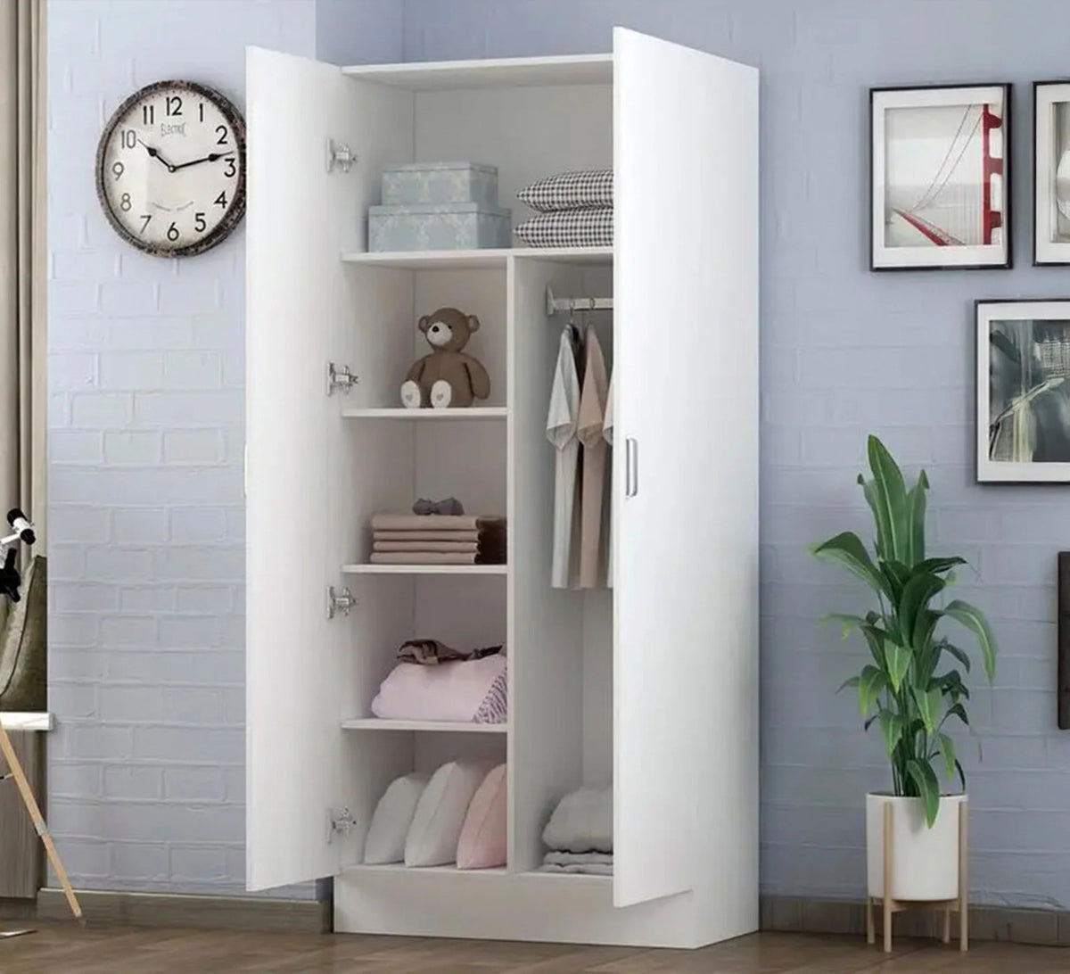 Wardrobe – White, 200 x 50 x 100 cm | WR31