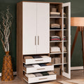 Wardrobe – White and Brown, 200 x 50 x 120 cm | WR36