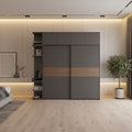 Wardrobe – Grey and Brown, 240 x 60 x 200 cm | WR39