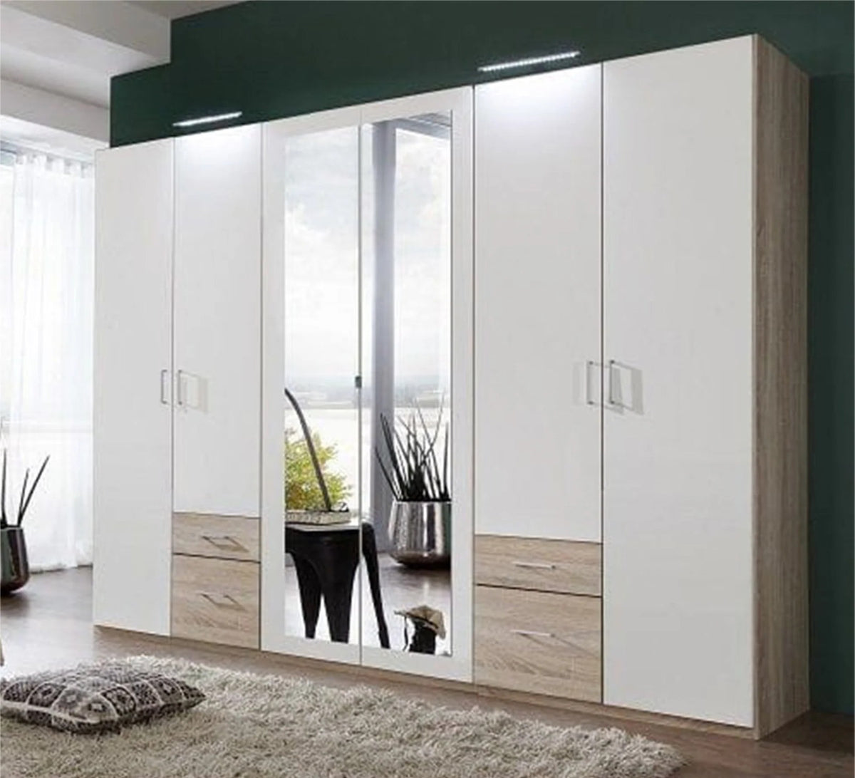 Wardrobe – White and Beige, 220 x 50 x 220 cm | WR9